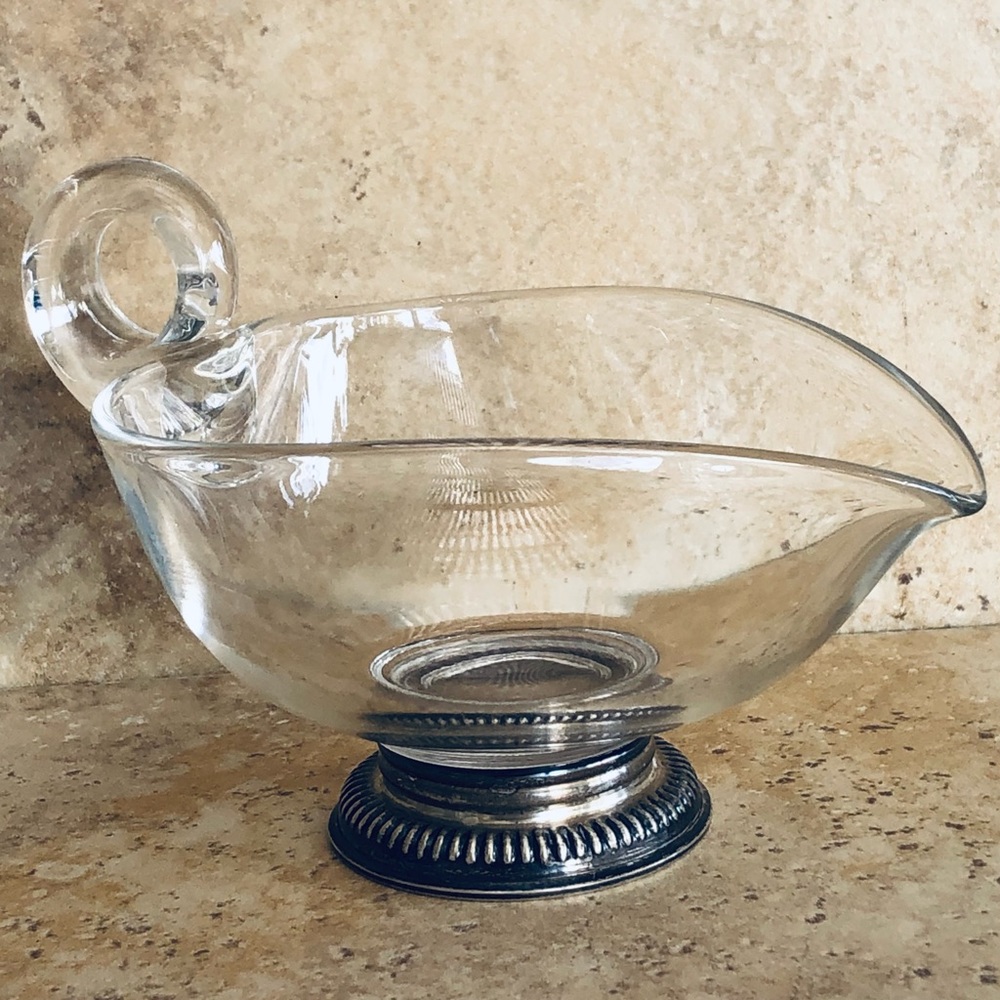Vintage Sterling Silver Glass Creamer Pouring Vessel